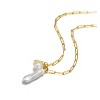 Guili Sterling Silver 14K Gold Plated Necklace with Freshwater Pearls, Cubic Zirconia Links, and Lobster Claw Clasp for modern elegance. - 2 of 2