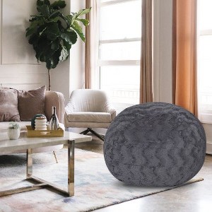 CAVINAS Faux Fur Bean Bag Chair, 4Foot Cozy and Stretchable Fabric Lounger for Children and Adults, Filled with Shredded and Memory Foam - 1 of 4