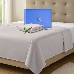 300 Thread Count 100% Organic Bamboo Viscose Flat Sheet Only, Extra Wide, Cooling & Breathable, Double Stitching, Bedding Sheet - 1 of 4