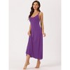 cheibear Women's Sleeveless Racer Back Full Slip Camisole Midi Nightgowns - 3 of 4