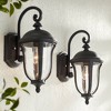 John Timberland Vintage Outdoor Wall Light Fixtures Set of 2 Black Metal 16 3/4" Clear Glass for Exterior Barn Deck House Porch - 2 of 4
