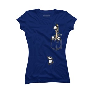 Junior's Design By Humans Pocket Pandas By BekaDesigns T-Shirt - 1 of 3