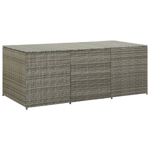vidaXL Storage Chest Grey PE Rattan, Powder-Coated Steel Large - 1 of 4
