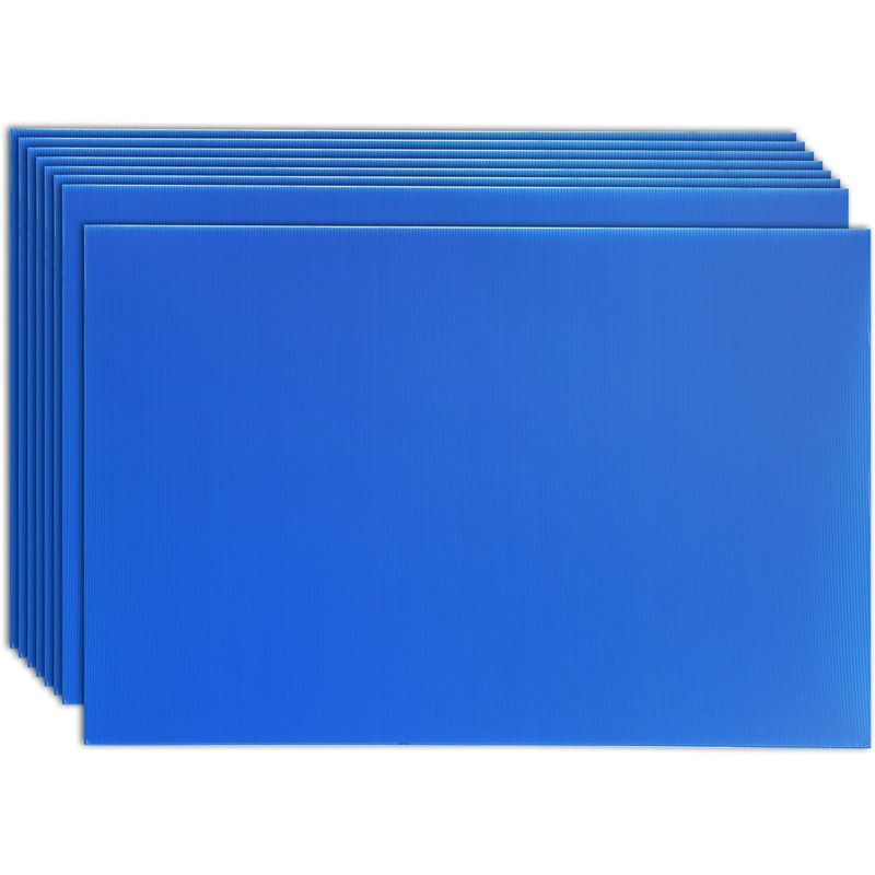 Juvale 8 Pack Corrugated Plastic Yard Signs 24x36 for Outdoor, Open House, Foam Poster Board with 4mm Blank Surface, Blue, 1 of 6