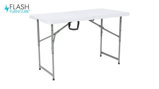 Flash Furniture 4-Foot Height Adjustable Bi-Fold Granite White Plastic Folding Table, 2 of 12, play video