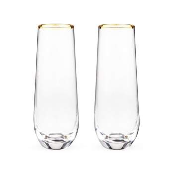 Twine Gilded Wine Glasses, Gold Rimmed, Set of 2