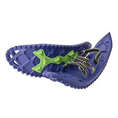 Crescent Moon Luna Flexible Lightweight Foam Recreational Running Snowshoes with Hook and Loop Binding for Adults, Fits Shoe Size 6Y to 12M, Blue