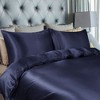 PiccoCasa Silk Satin Solid Reversible Bed Duvet Cover Set with Corner Straps 3 Pcs - 2 of 4