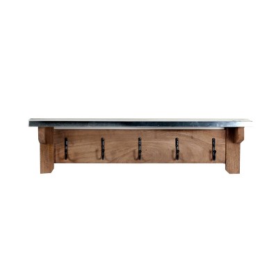 Alaterre Millwork 40 Wood and Zinc Metal Bench with Coat Hook