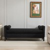 Kumasinova Boucle Upholstered Bed Bench with Fluted Wood Detail, Elegant Entryway Bench with Round Pillows, Ottoman Bench for Bedroom/Living Room - 2 of 4
