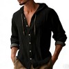 Men's Casual Hooded Shirt Jacket, Lightweight Cotton Long Sleeve Button Down Overshirt for Daily Wear - 2 of 4