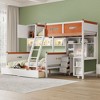 Twin Over Full Wooden Bunk Bed with Desk, Drawers and Shelves - 2 of 4