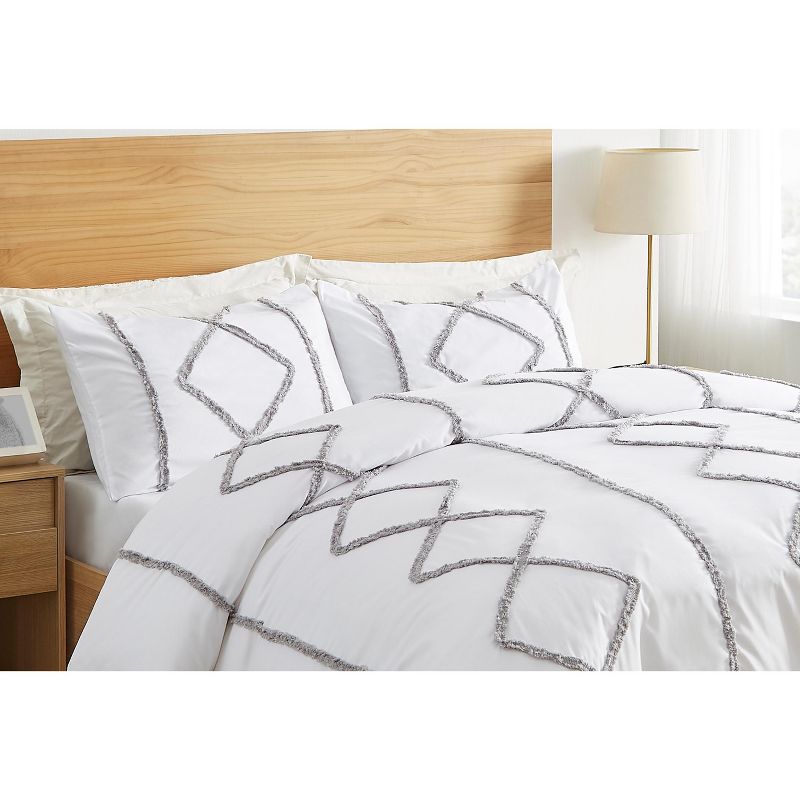 Sweet Jojo Designs Throw Pillow Covers Boho Fringe White and Grey 2pc, 3 of 5
