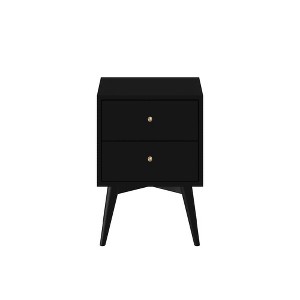 Alpine Furniture,Flynn Mid Century Modern 2 Drawer Nightstand, Black - 1 of 4
