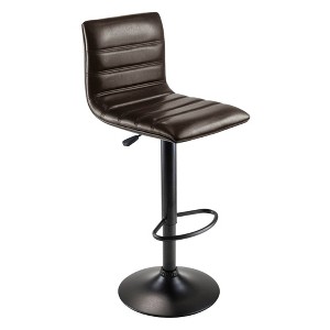 Holly Air Lift Adjustable Stool L Shape Backrest Espresso/Black - Winsome: Swivel, Faux Leather, Metal Frame, Footrest - 1 of 4