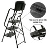 JANSNO Black 3-Step Folding Step Ladder with Handrails & Attachable Tool Bag, Steel Frame, Non-Slip Wide Pedals - 3 of 4