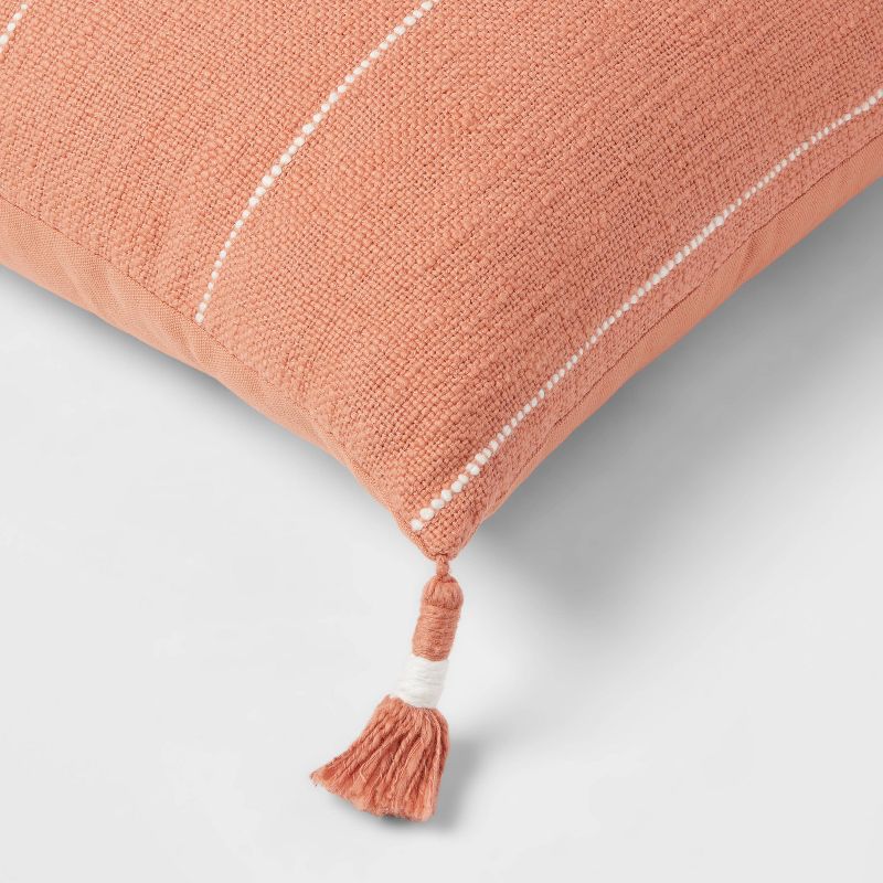 Square Textured Stripe Tassel Decorative Throw Pillow Terracotta - Threshold&#8482;, 5 of 11