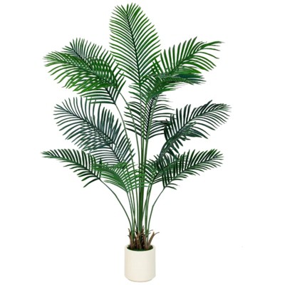 6FT Areca Palm Artificial Golden Cane Palm Tree Butterfly Palm Faux Plant with White Round Pot Artificial Plants for Home Office Indoor Outdoor Decor