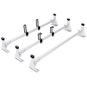 VEVOR Trailer Ladder Rack, 54" 3 Crossbars Ladder Roof Rack, Heavy-duty Steel Van Roof Ladder Rack, 800 lbs Capacity Van Ladder Rack, White - 1 of 4