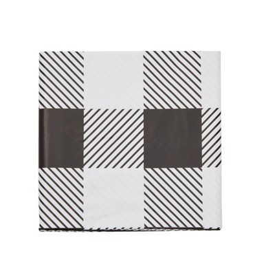 Blue Panda 3 Pack Plaid Tablecloth for Camping Birthday Party Supplies (Black, White, 54 x 108 In)
