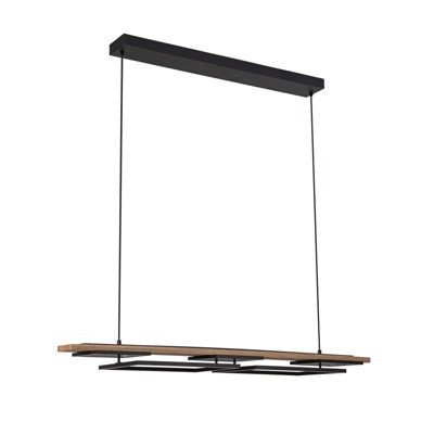 LLHZSY 3 Light Integrated LED Linear Pendant Chandelier 49 1/5" Wide Wood Light Fixture for Kitchen Island Dining Room