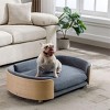 Bulldog Large Dog Beds With Removable Washable Cover, Velvet Cushion With Solid Wood legs and Bent Wood Back-The Pop Home - 3 of 4