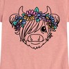 Girls' - Instant Message - Highland Cow Flower Crown Fitted Short Sleeve Graphic T-Shirt - 2 of 4
