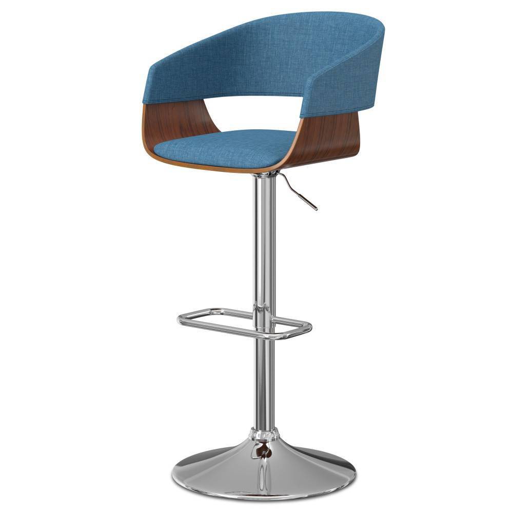 Photos - Chair Calinda Adjustable Swivel Barstool Blue - WyndenHall: Mid-Century Modern,