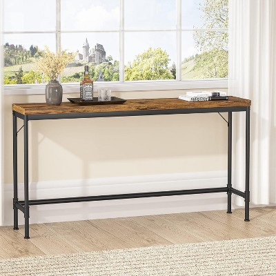 Rustic Brown and Black 71" Industrial Console Table with Storage
