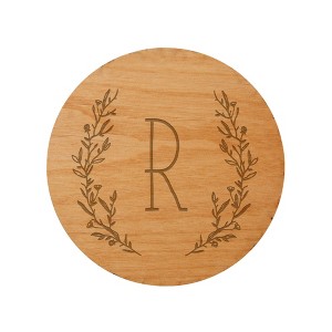 Personalization Mall Farmhouse Floral Personalized Initial Wood Coaster - 1 of 1