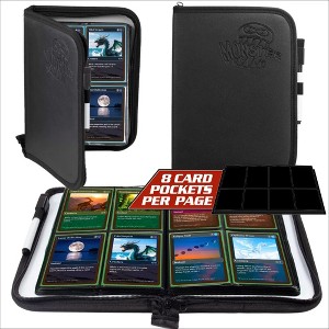 Monster Protectors Deluxe 4 Pocket Trading Card Leather Album - Dry Erase Boards & Marker, Side Loading Padded Double Sided Pockets, Holds 160 Cards - 1 of 4