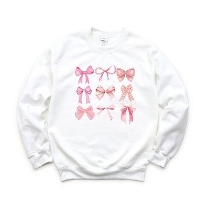 Simply Sage Market Women's Graphic Sweatshirt Coquette Pink Bow Chart - 1 of 3