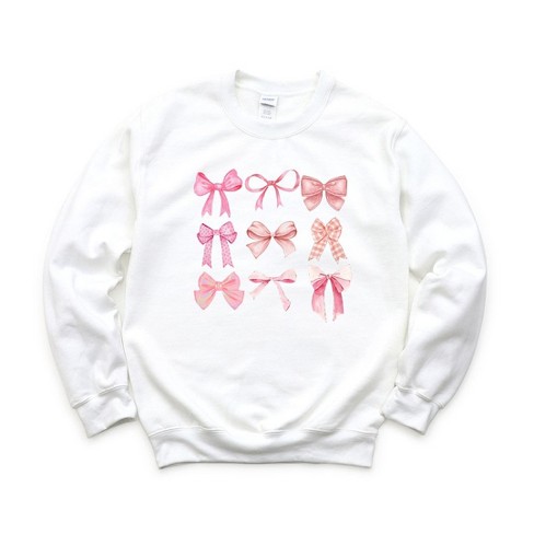 Simply Sage Market Women's Graphic Sweatshirt Coquette Pink Bow Chart - S -  White