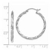 Black Bow Jewelry 14k White Gold Polished & Satin Twisted Round Hoop Earrings, 32mm - 4 of 4