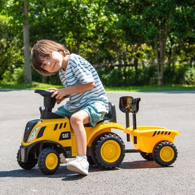 Yellow and Black Ride-On Tractor with Detachable Trailer