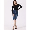 INSPIRE CHIC Women's High Waist Split Hem Casual Denim Pencil Skirt - 2 of 4