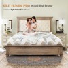 AMERLIFE 68.1" H Bed Frame with Upholstered Headboard, Farmhouse Platform Bed, Light Oak - 2 of 4