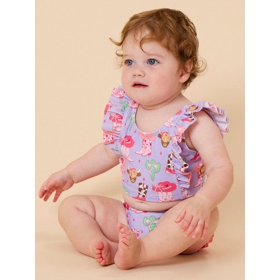 RuffleButts Girls UPF50+ Waterfall Tankini - Howdy Darlin', 6 — фото 6