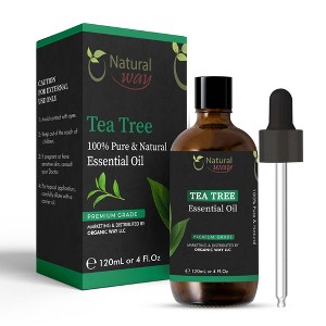 Organic Way Tea Tree Essential  oil |  Essential Oil for Skin Tag Remover, Massage Oil & Humidifier Use | 4 Fl Oz (120 mL) - 1 of 4