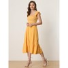 INSPIRE CHIC Women's Boho Square Neck Ruffle Trim Flowy Smocked Midi Sundresses - 4 of 4