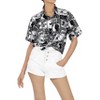 LA LEELA Women's Button Down Short Sleeve Summer Vacation Surfing Blouse Tops Hawaiian Holiday Club party Casual Shirts - 2 of 4