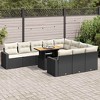 vidaXL Patio Sofa Set with Cushions Lounge Furniture Set 11 Piece Poly Rattan - Black and Cream 4x Corner + Table + 6x Middle - 2 of 4