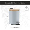 Evideco French Home Goods Stylish Trash Can with Bamboo Lid and Pedal, 2.5L Capacity - 3 of 4