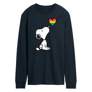 Men's - Peanuts - Snoopy Rainbow Heart Long Sleeve Graphic T-Shirt - 1 of 4