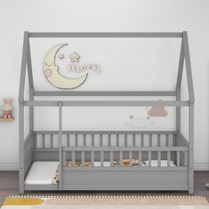 Floor Bed, with Super High Security Barrier, Children's Floor Bed Frame - 1 of 4
