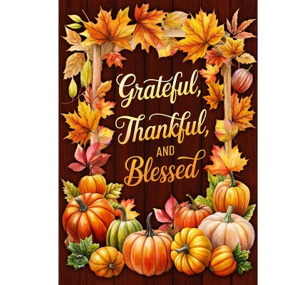 Briarwood Lane Fall Thanksgiving Double Sided House Flag 40x28 For Outdoor Thankful Blessings For Thanksgiving House Flag
