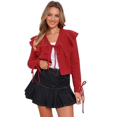 Jess by Meiko Women's Lightweight Flouncy Tie Cardigan