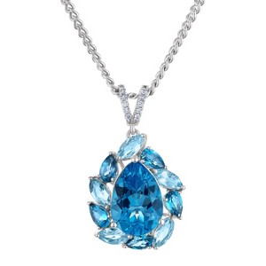 Designs By Gioelli Sterling Silver Blue Topaz And Diamond Pendant - 1 of 2