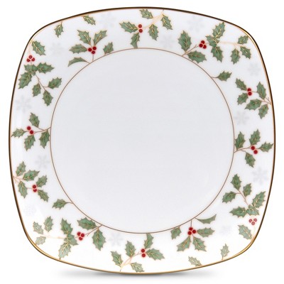 Noritake Holly and Berry Gold Square Accent Plate