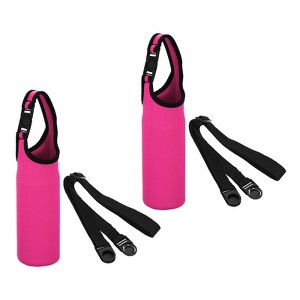 Unique Bargains Neoprene Insulated Removable Shoulder Straps Water Bottle Sling Bags 2.64"x7.28" 2 Pcs Rose Red - 1 of 4